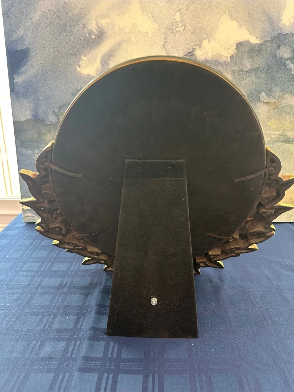 Vintage 19 in Floral Leaf Decorative Mirror on a stand  - Pink Gilded Roses